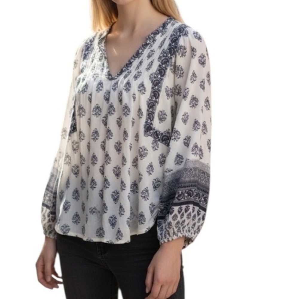 Women's Black and Cream Boho Top - Picture 1 of 8